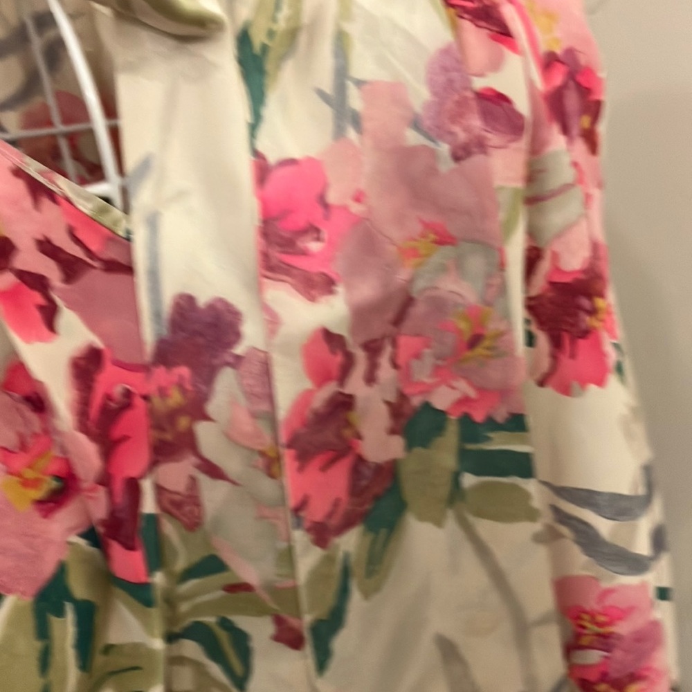 Elizabeth and James Silk Floral Necktie Blouse Sz M - Picture 4 of 10